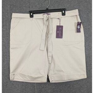 Gloria Vanderbilt Womens Amanda Khaki Bermuda Shorts with Belt Size 20W NWT
